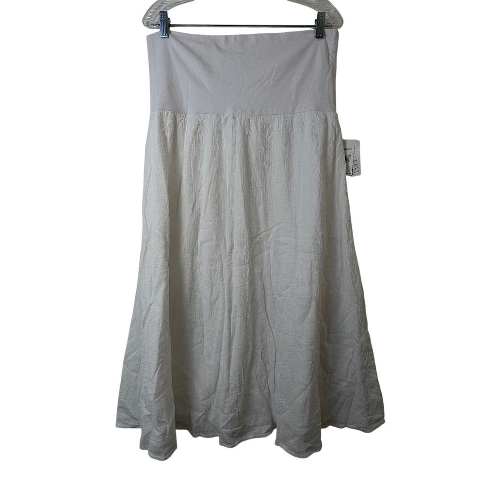 Mary Ellen White Gauze Standout Skirt Womens XL/XXL New Midi Boho Coastal Summer